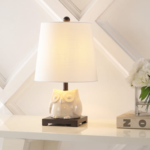 JONATHAN Y Justina 16" Ceramic Mini LED Table Lamp, Antique White, JYL3014B