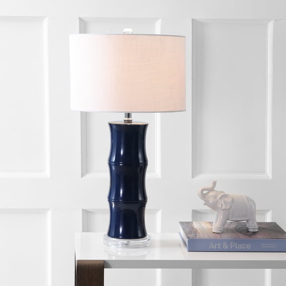 JONATHAN Y Tiki 26.5" Ceramic LED Table Lamp, Navy, JYL3015A