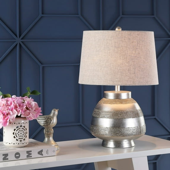 JONATHAN Y Ziggy 24" Resin LED Table Lamp, Antique Silver, JYL3038A