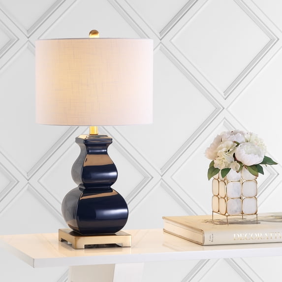 JONATHAN Y Vienna 25.5" Ceramic LED Table Lamp, Navy/Gold, JYL3049A
