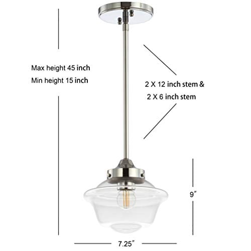 Jonathan Y Kurtz 9.5" Adjustable Drop LED Pendant Light - Oil Rubbed Bronze, Metal & Glass - View #3