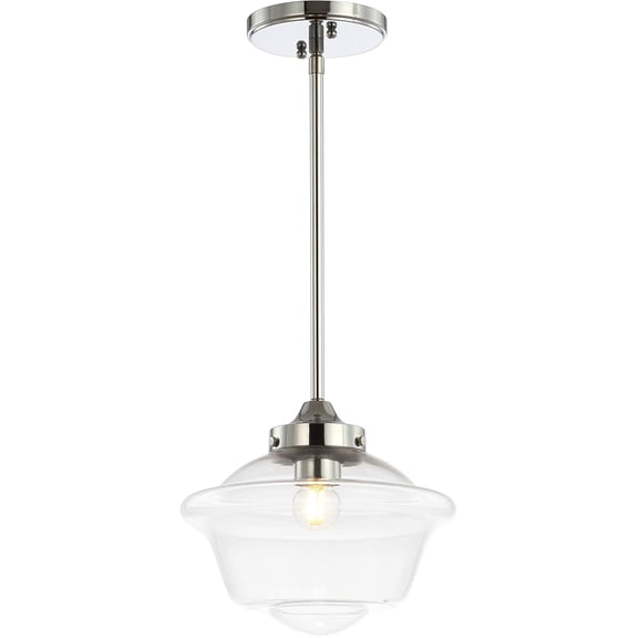 JONATHAN Y JYL3517B Kurtz 9.5" Adjustable Drop Metal/Glass LED Pendant Contemporary Transitional Dimmable Dining Room Living Room Kitchen Foyer Bedroom Hallway, Chrome