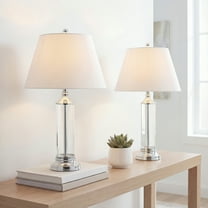 JONATHAN Y Astor 29" Glass LED Table Lamp, Clear/Chrome (Set of 2), JYL4014A-SET2