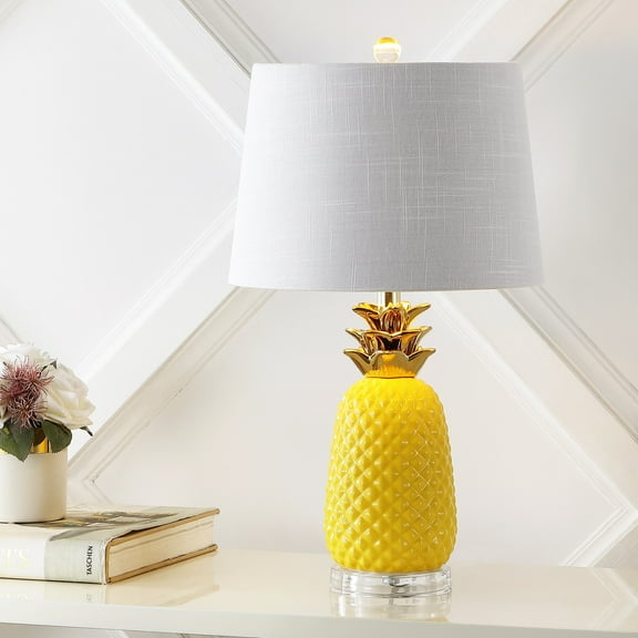 JONATHAN Y Pineapple 23" Classic Vintage Ceramic LED Table Lamp, Yellow/Gold, JYL4019D