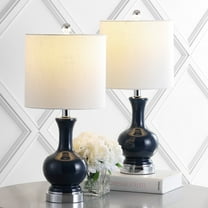JONATHAN Y Cox 22" Metal/Glass LED Table Lamp, Navy (Set of 2), JYL4033C-SET2