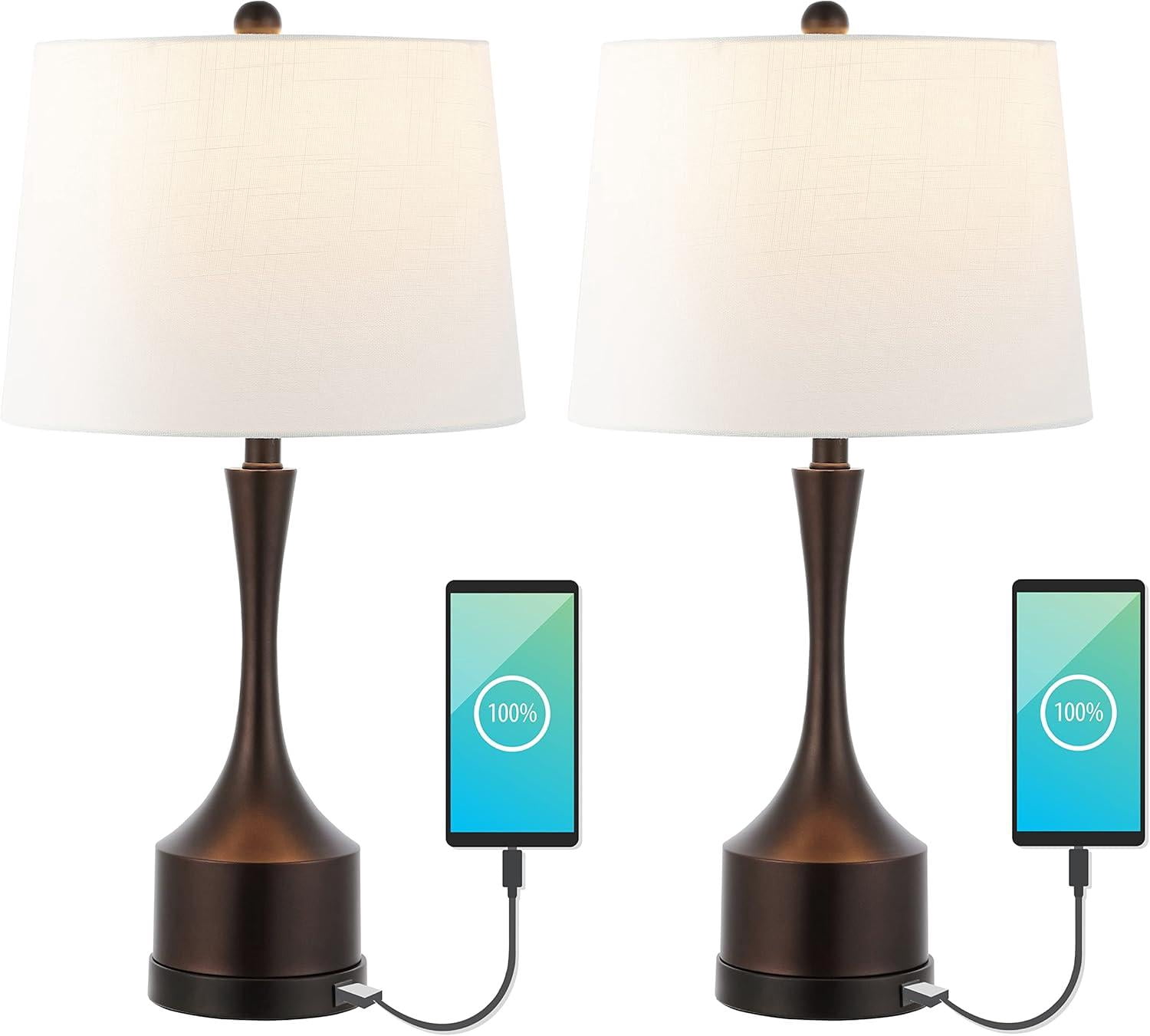 JONATHAN Y JYL4045C-SET2 Cooper 26" Farmhouse Iron LED Table Lamp with ...