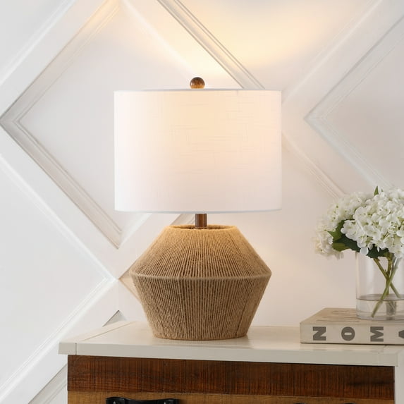 JONATHAN Y Alma 21.75" Coastal Rustic Iron/Rope LED Table Lamp, Brown, JYL4049A