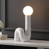 JONATHAN Y Katya 18" Scandinavian Minimalist Ceramic Spiral Tube LED Table Lamp, White, JYL5500A