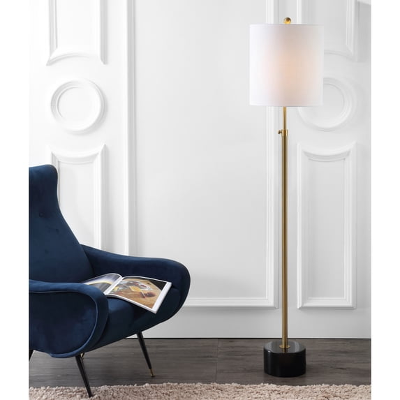 JONATHAN Y Crosby 66" Adjustable Height Metal LED Floor Lamp, Brass/Black Marble