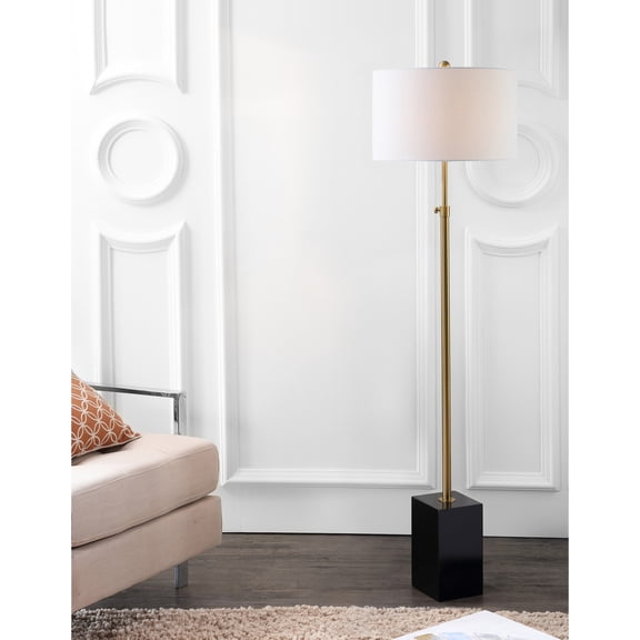 JONATHAN Y Lafayette 65" Adjustable Height LED Floor Lamp, Brass/Black