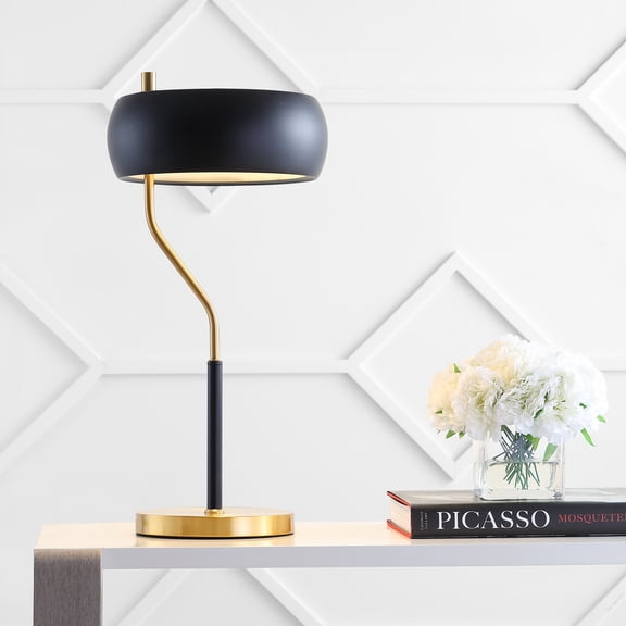 JONATHAN Y Oskar 22.5" Moody Metal LED Desk Lamp, Black/Brass Gold, JYL6008A