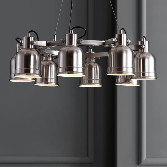 JONATHAN Y Liam 26.5" 8-Light Metal LED Chandelier Chandelier, Nickel, JYL6115A