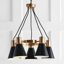 JONATHAN Y Apollo 22" 5-Light Metal LED Pendant, Black/Brass Gold