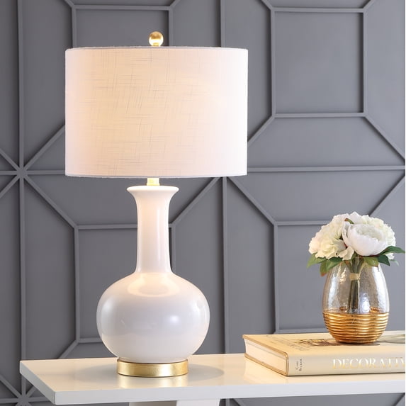 JONATHAN Y Brussels 27" Contemporary Transitional Ceramic/Metal LED Table Lamp, White/Gold Painting, JYL6208A