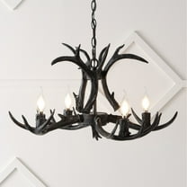 JONATHAN Y Eldora 26" Adjustable Resin Antler 4-Light LED Chandelier, Black, JYL6301D
