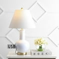thumbnail image 1 of JONATHAN Y Han 27" Ceramic/Iron Contemporary USB Charging LED Table Lamp, White/Brass Gold, JYL6600A, 1 of 7