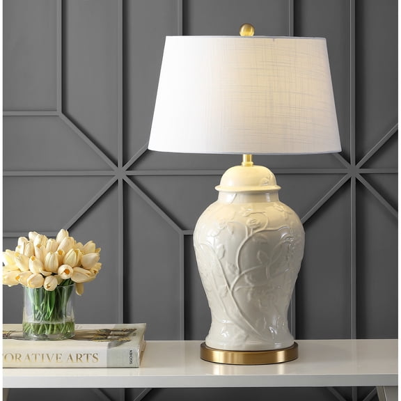 JONATHAN Y Naiyou 29.5" Ceramic Classic Traditional LED Lamp Table Lamp, Cream, JYL6604A