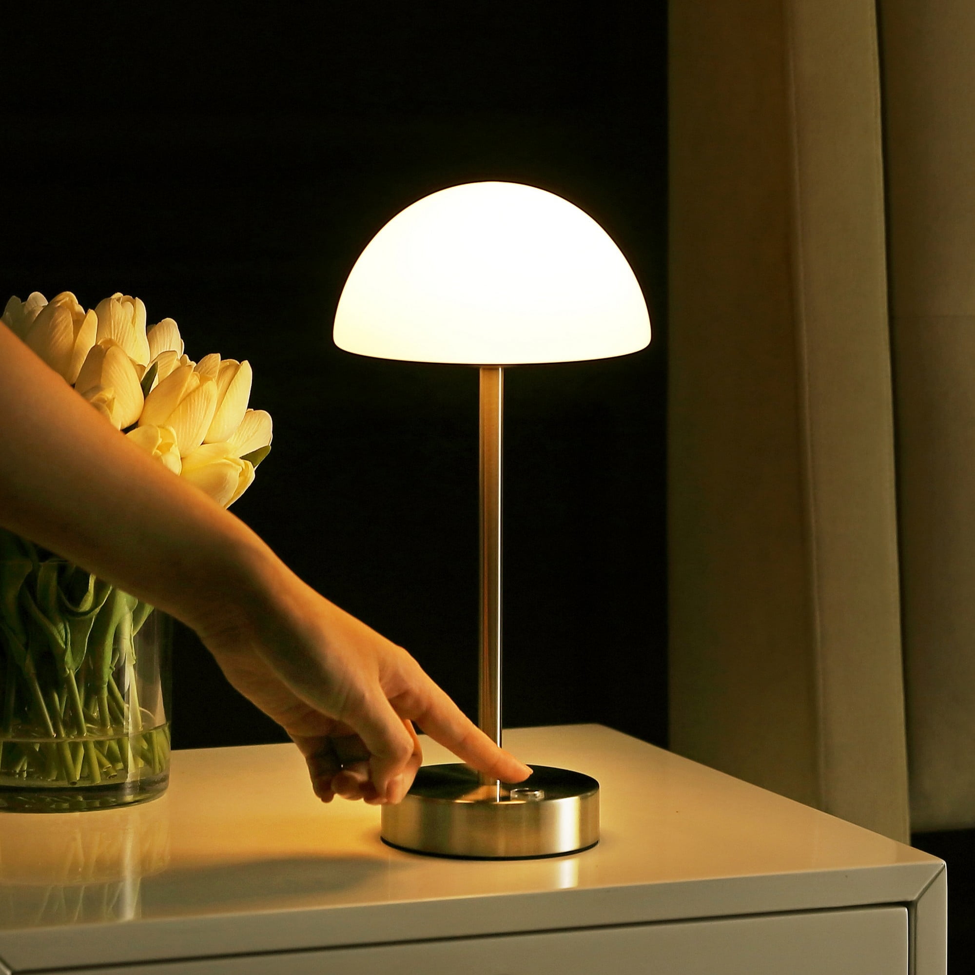 Xavier 12.5" Nickel Polished Cordless LED Buffet Lamp