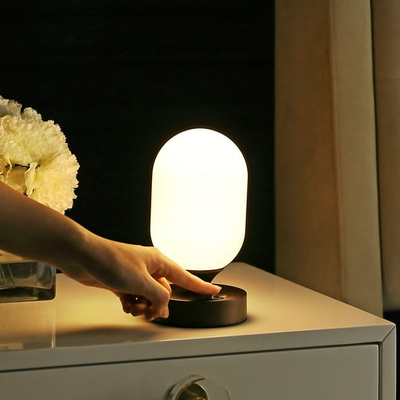 JONATHAN Y Eli 8" Bohemian Farmhouse Iron Rechargeable Integrated Portable LED Table Lamp, Oil Rubbed Bronze/White, JYL7111A