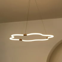 JONATHAN Y Nuvola 31.5" Contemporary Minimalist Metal/Acrylic Adjustable Dimmable Cloud Integrated LED Chandelier, Brass Gold, JYL7143A