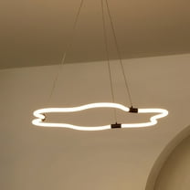 JONATHAN Y Nuvola 31.5" Contemporary Minimalist Metal/Acrylic Adjustable Dimmable Cloud Integrated LED Chandelier, Black, JYL7143B