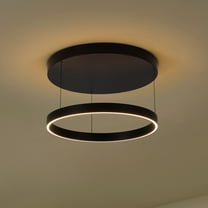 JONATHAN Y Jense 23.75" Minimalist Modern Metal Adjustable Dimmable Ring Integrated LED Pendant, Black