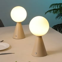 JONATHAN Y Macie 11.75" Modern Minimalist Globe Rechargeable/Cordless Dimmable Integrated LED Table Lamp with Touch Sensor, Almond (Set of 2), JYL7159C-SET2