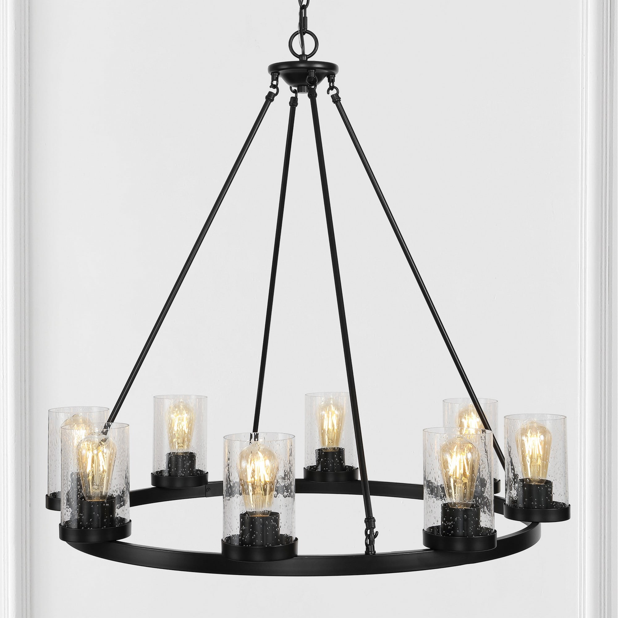 Pablo Ring 33.5" Oil-Rubbed Bronze & Seeded Glass LED Chandelier