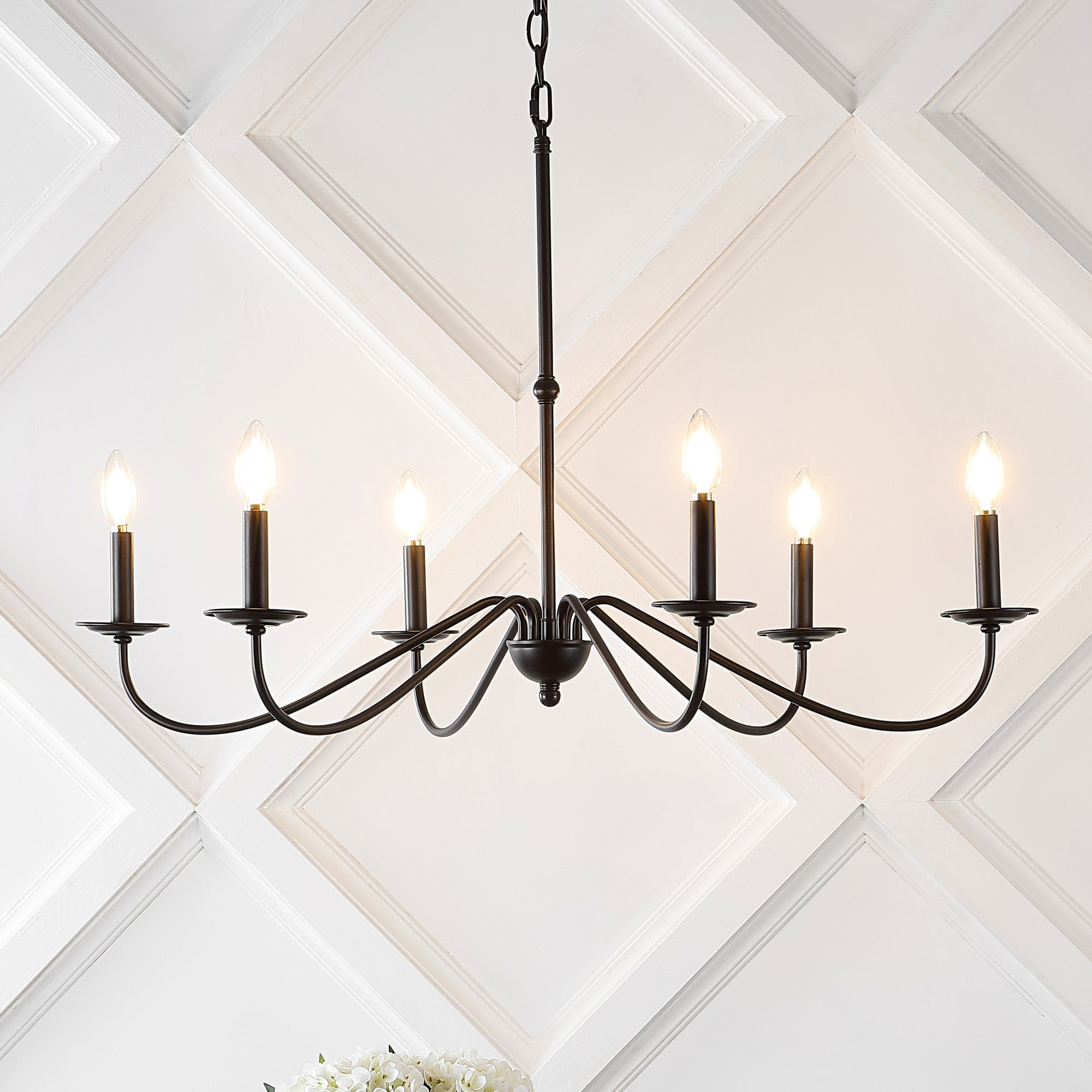 Wicklow 34.75" Oil Rubbed Bronze Iron 6-Light Candle Chandelier