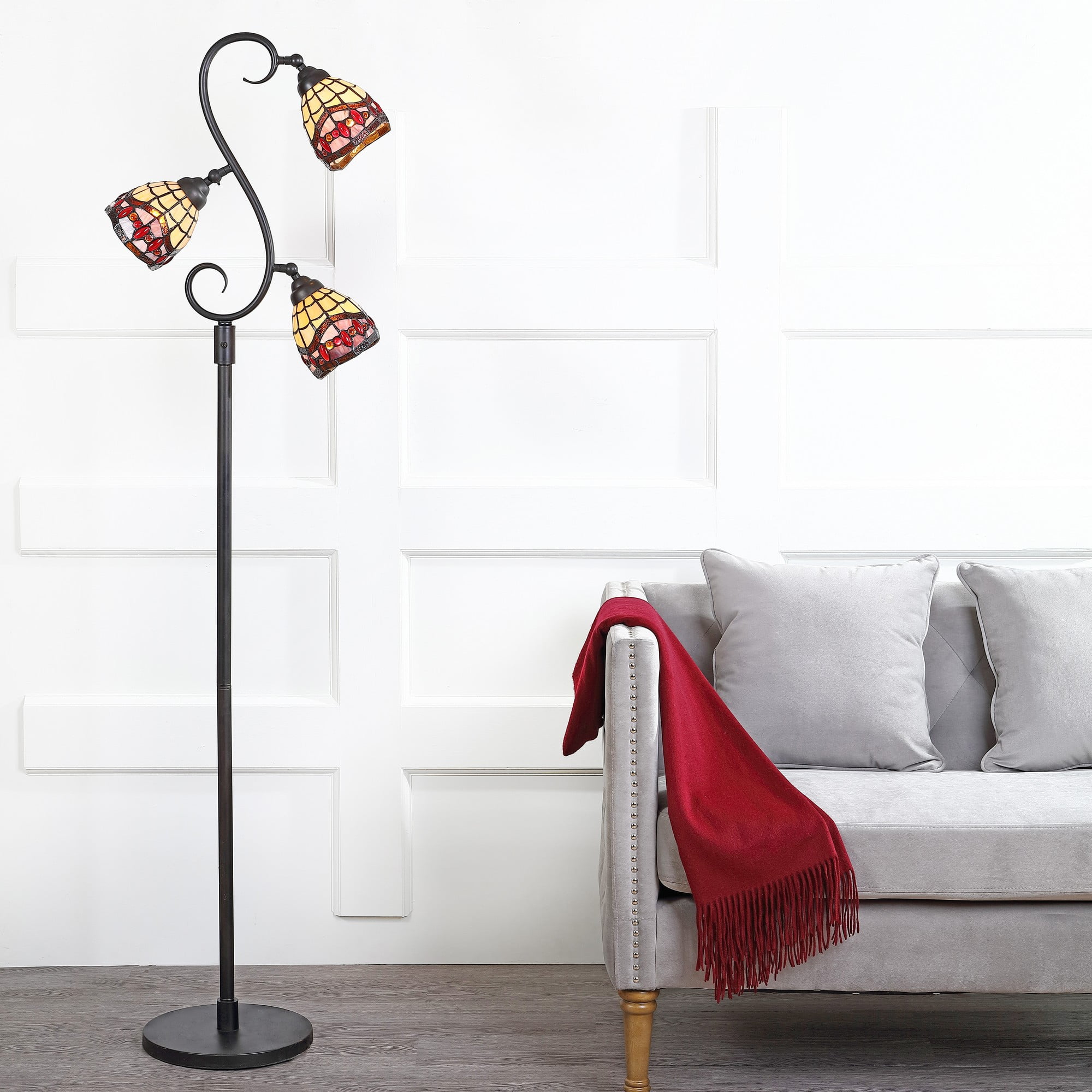 Walker Tiffany-Style 70.5" Bronze Multi-Light LED Floor Lamp