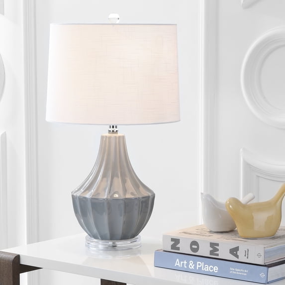 JONATHAN Y Tate 24.5" Ceramic LED Table Lamp, Gray, JYL8018B
