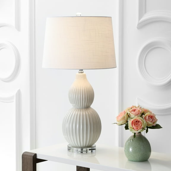 JONATHAN Y Thatcher 28.25" Contemporary Transitional Ceramic LED Table Lamp, Cream, JYL8019A