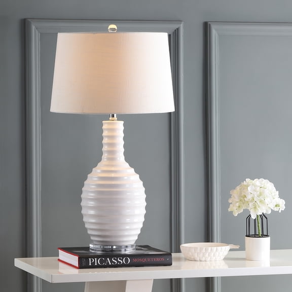 JONATHAN Y Dylan 29.5" Ceramic LED Table Lamp, White, JYL8020A