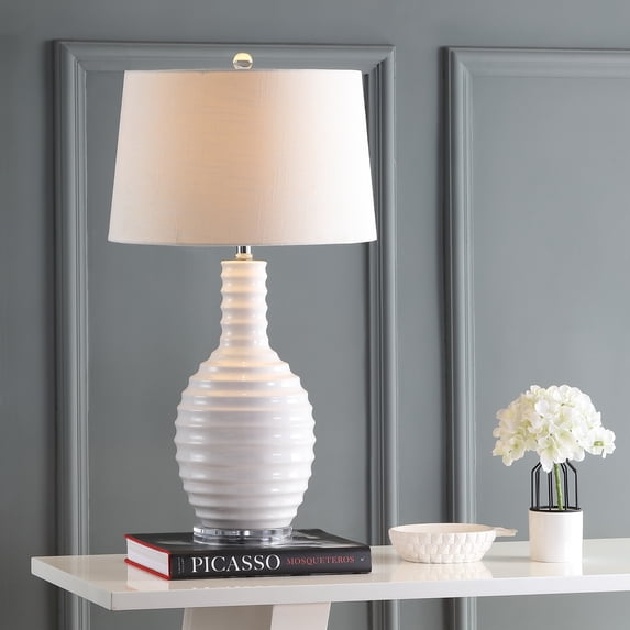 JONATHAN Y Dylan 29.5" Ceramic LED Table Lamp, White, JYL8020A