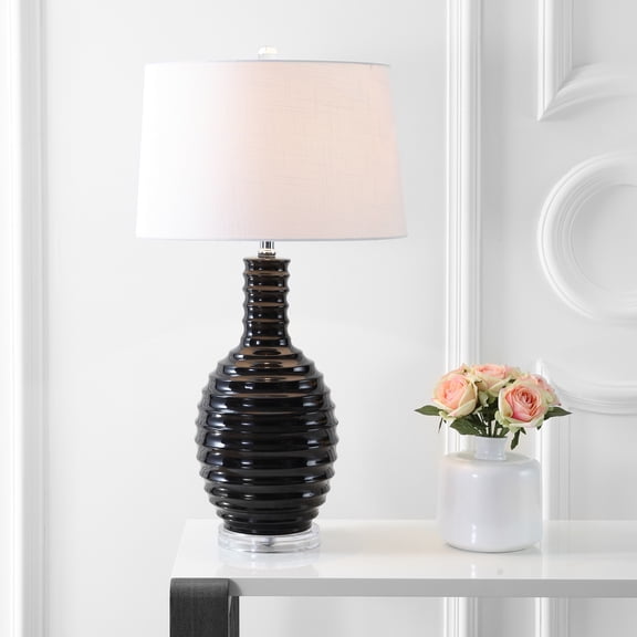 JONATHAN Y Dylan 29.5" Ceramic LED Table Lamp, Black, JYL8020B