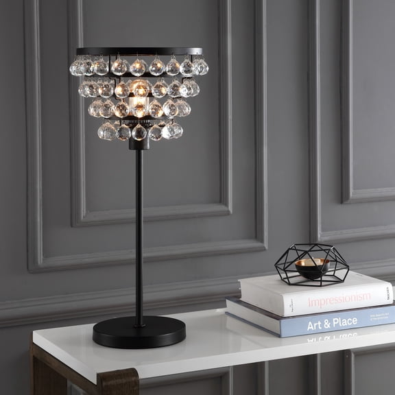 JONATHAN Y Buckingham 25" Crystal/Metal Table Lamp, Bronze/Clear, JYL9004A