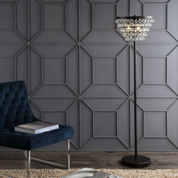 JONATHAN Y Jemma 60" Crystal/Metal LED Floor Lamp, Bronze / Clear, JYL9005A