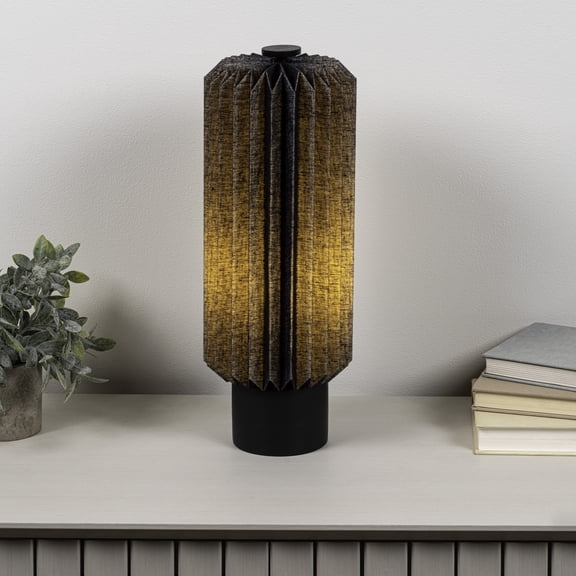 JONATHAN Y JYL9105A Banks 15.75" Modern Minimalist Paper Pleated Column Accent LED Table Lamp, Black