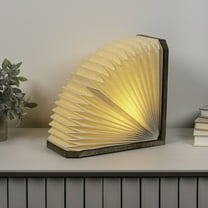 JONATHAN Y JYL9108B Darla 10.6" Modern Art Deco Paper Half Pleated Fan LED Table Lamp, Natural