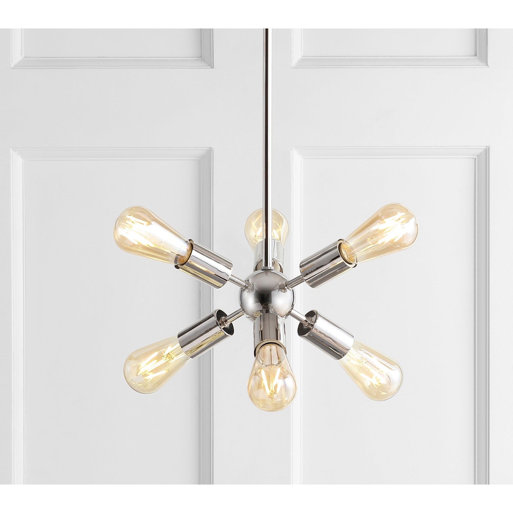 Adjustable Nickel Sputnik Chandelier with LED Bulbs