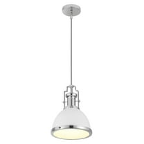JONATHAN Y Homer 10" 1-Light Modern Industrial Iron LED Dome Pendant, White/Chrome