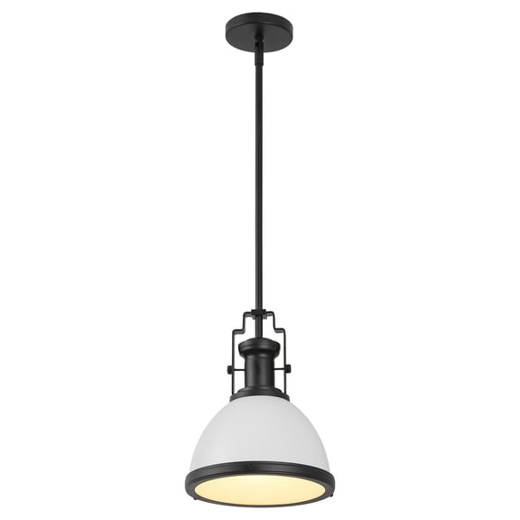 JONATHAN Y Homer 10" 1-Light Modern Industrial Iron LED Dome Pendant, White/Matte Black