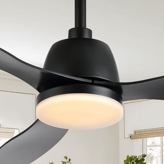 JONATHAN Y Audie 52" 1-Light Classic Industrial Iron/Plastic Mobile-App/Remote-Controlled 6-Speed Propeller Integrated LED Ceiling Fan, Black