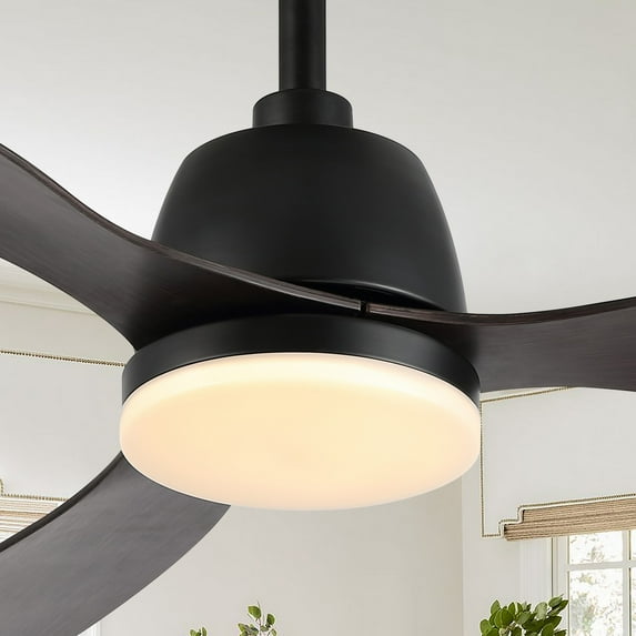 JONATHAN Y Audie 52" 1-Light Classic Industrial Iron/Plastic Mobile-App/Remote-Controlled 6-Speed Propeller Integrated LED Ceiling Fan, Dark Brown Wood Finish