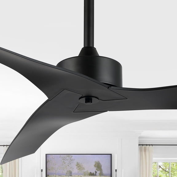 JONATHAN Y Aldrin 50" Modern Minimalist Iron/Plastic Mobile-App/Remote-Controlled 6-Speed Razor Ceiling Fan, Black