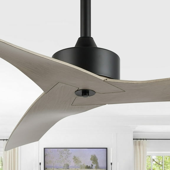 JONATHAN Y Aldrin 50" Modern Minimalist Iron/Plastic Mobile-App/Remote-Controlled 6-Speed Razor Ceiling Fan, Gray Wood Finish