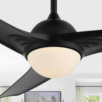 JONATHAN Y Sully 52" 1-Light Contemporary Industrial Iron/Plastic Mobile-App/Remote-Controlled 6-Speed Propeller Integrated LED Ceiling Fan, Black/White