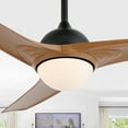 thumbnail image 1 of JONATHAN Y Sully 52" 1-Light Contemporary Industrial Iron/Plastic Mobile-App/Remote-Controlled 6-Speed Propeller Integrated LED Ceiling Fan, Light Brown Wood Finish/White, 1 of 8