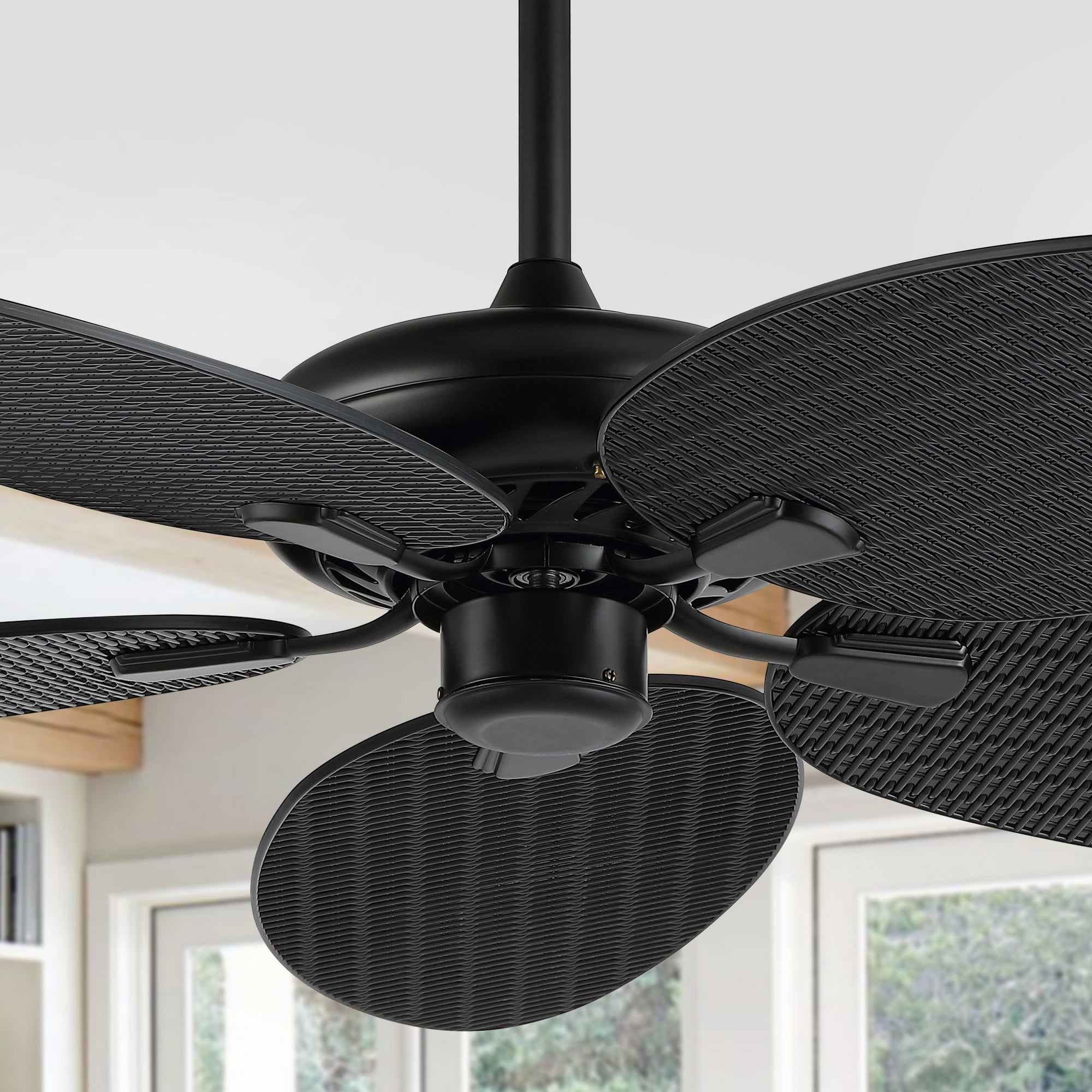 Raffles 52" Black Palm Blade Ceiling Fan with Remote Control