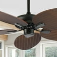 thumbnail image 1 of JONATHAN Y Raffles 52" Bohemian Industrial Iron/Plastic Mobile-App/Remote-Controlled 6-Speed Palm Blade Ceiling Fan, Neutral Brown Wood Finish, 1 of 8
